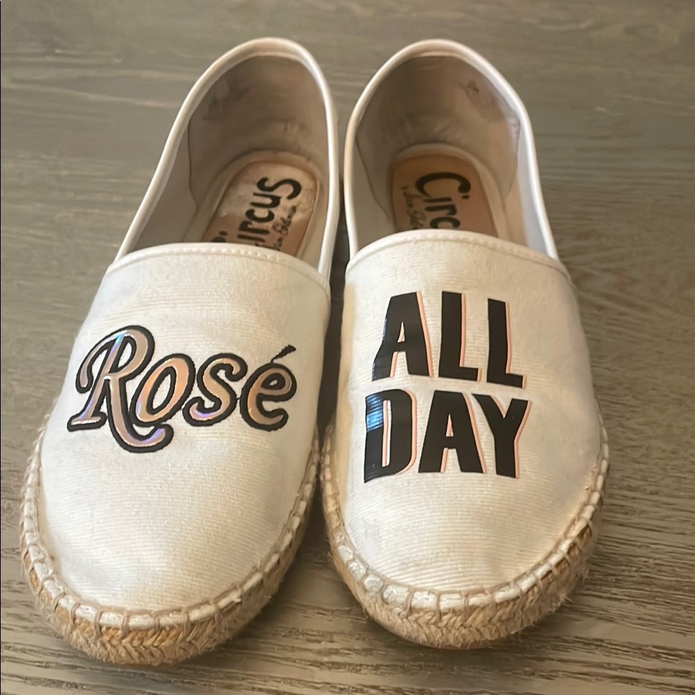 Circus by Sam Edelman Cream Espadrilles with Black Text